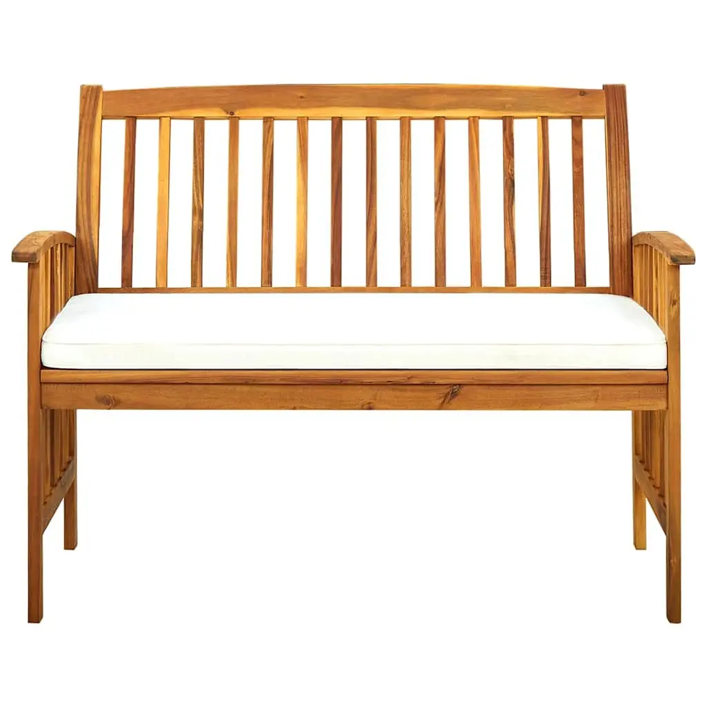 Garden Bench Wooden Acacia 119cm Outdoor Seating with Cushion
