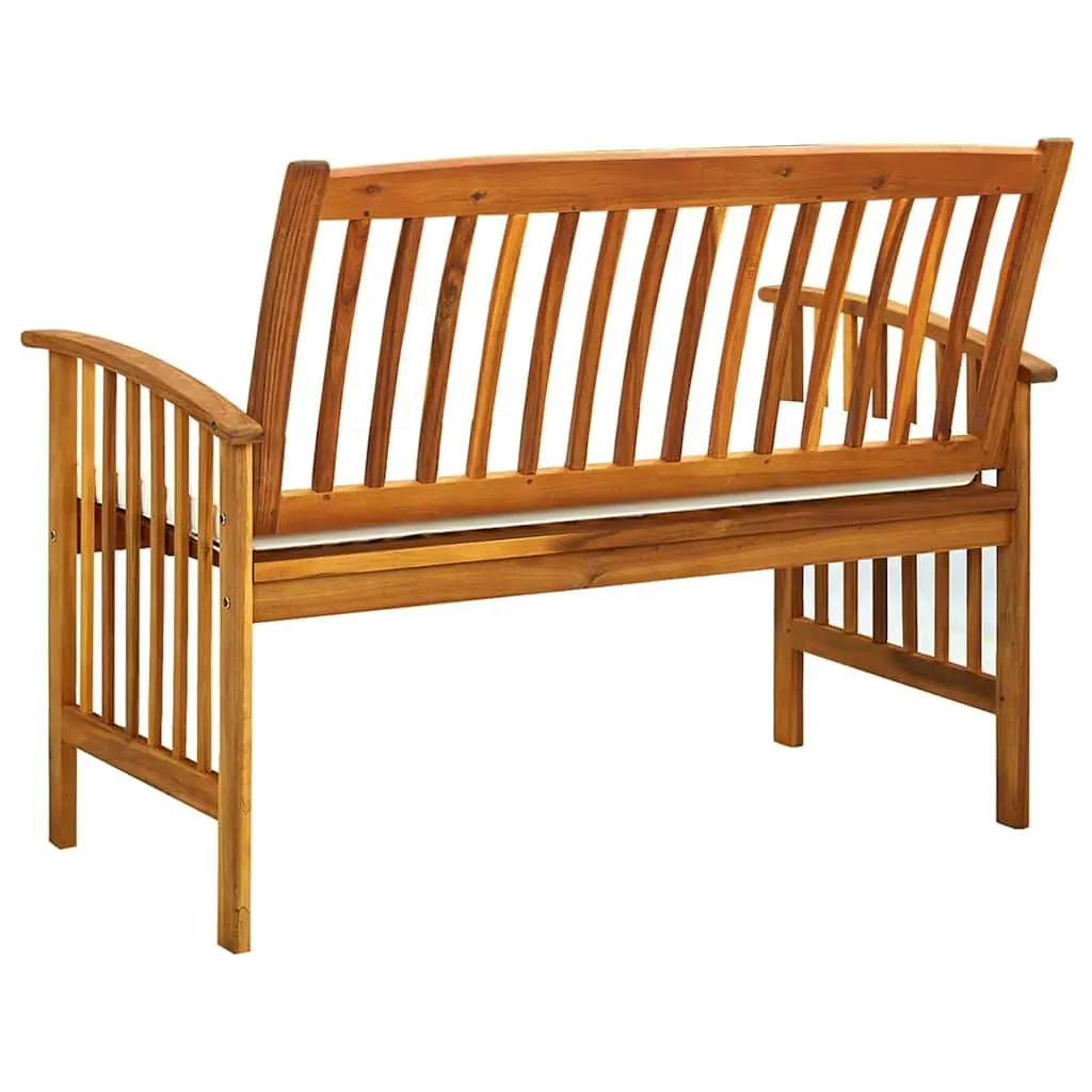 Garden Bench Wooden Acacia 119cm Outdoor Seating with Cushion