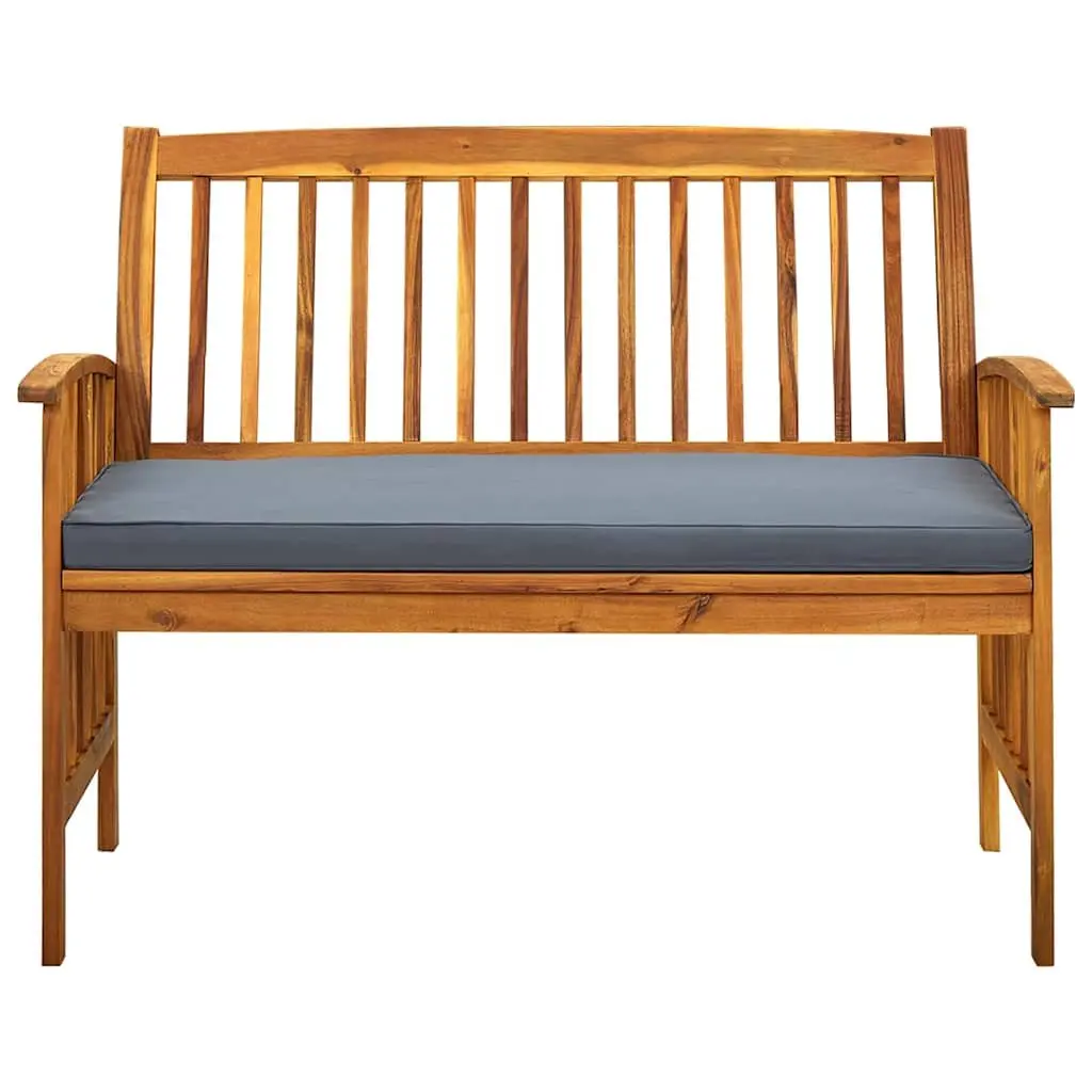 Outdoor Garden Bench Weather-Resistant Solid Acacia Wood 119 cm with Cushion