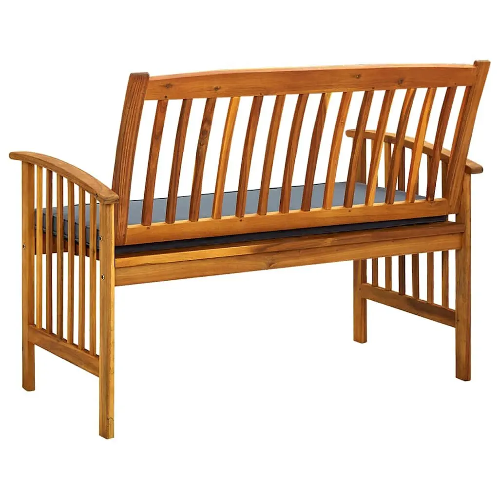 Outdoor Garden Bench Weather-Resistant Solid Acacia Wood 119 cm with Cushion