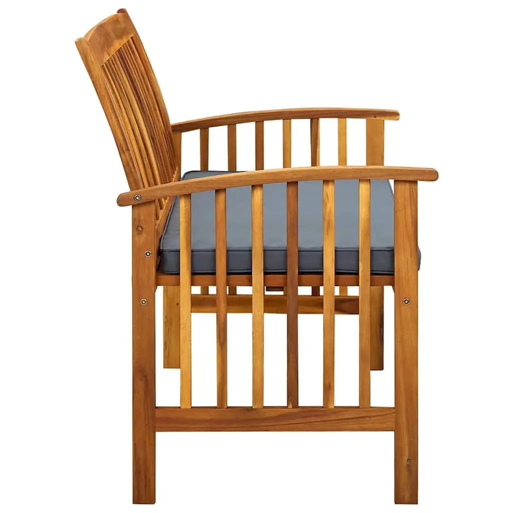 Outdoor Garden Bench Weather-Resistant Solid Acacia Wood 119 cm with Cushion