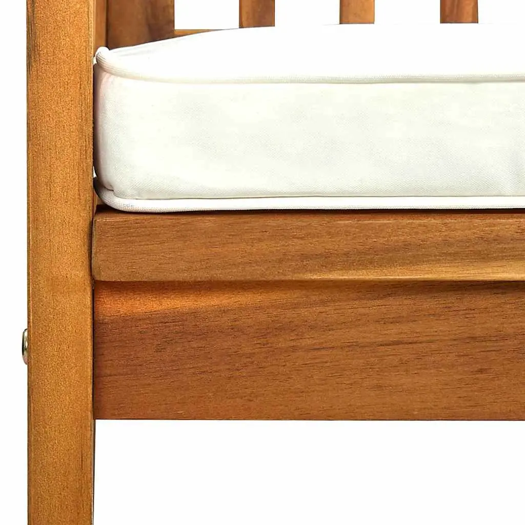 Garden Bench with Cushion Acacia Wood 147cm Outdoor Patio Arm Seat