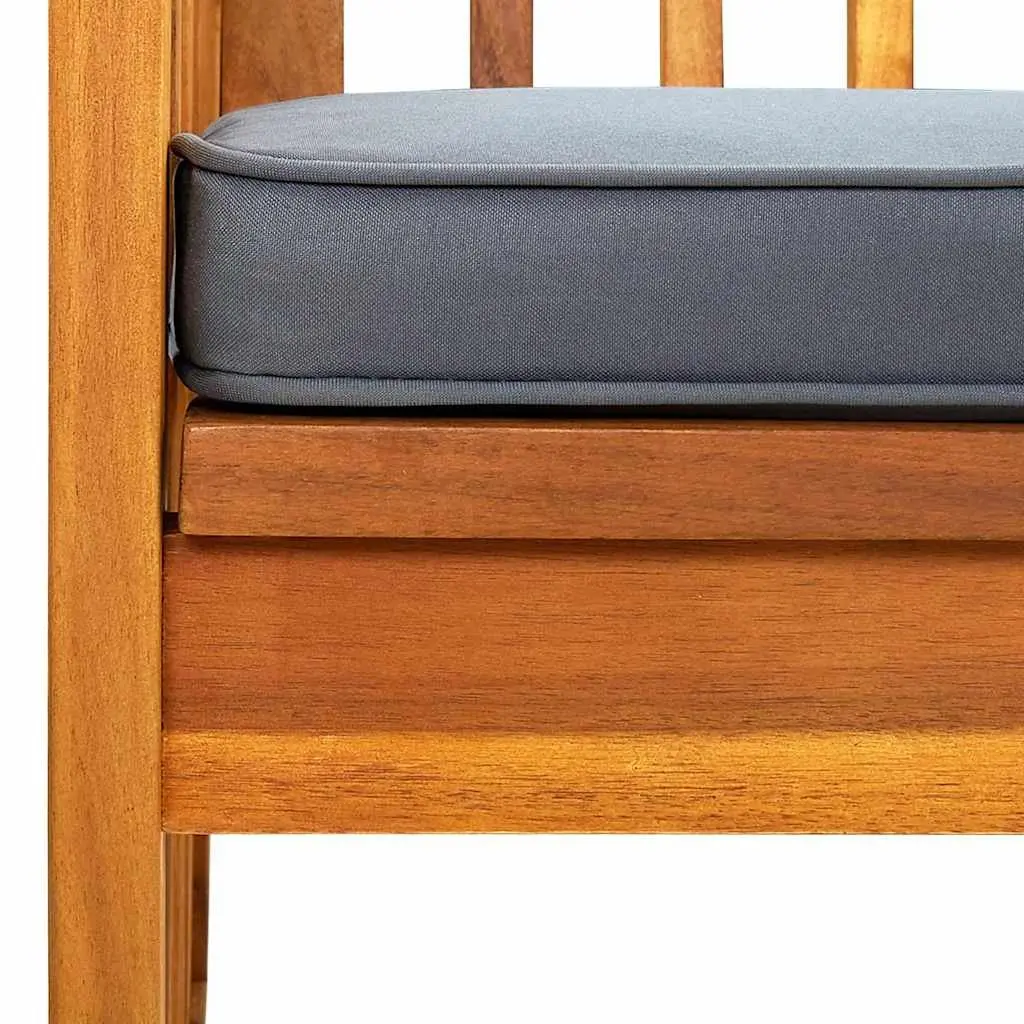 Outdoor Garden Bench Solid Acacia Wood 147cm with Grey Cushion Armrest