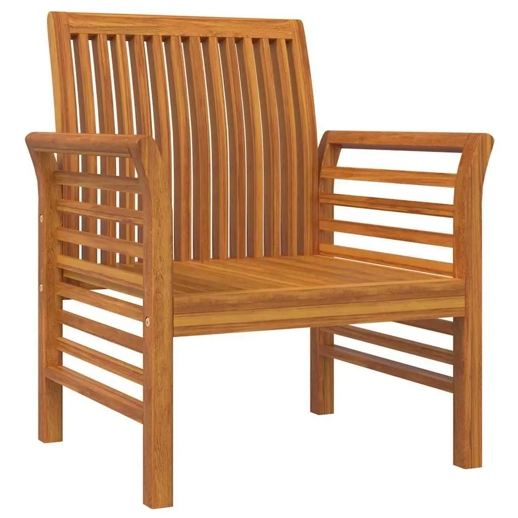Outdoor Sofa Chairs Set of 2 Solid Acacia Wood with Cream Cushions Garden