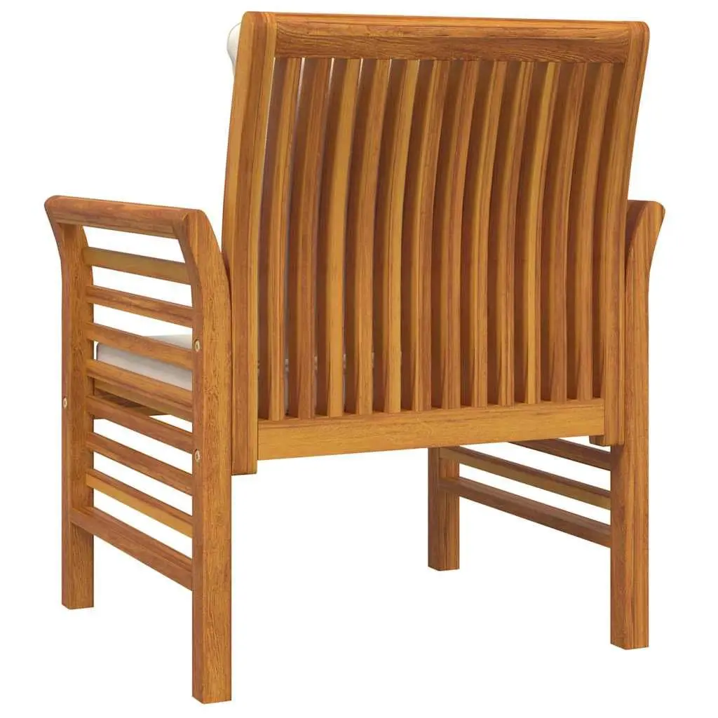 Outdoor Sofa Chairs Set of 2 Solid Acacia Wood with Cream Cushions Garden