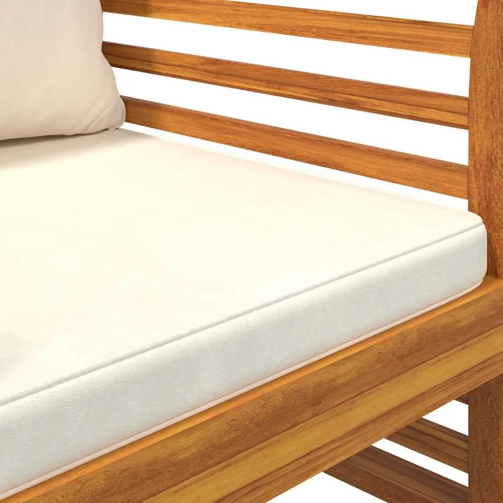 Outdoor Sofa Chairs Set of 2 Solid Acacia Wood with Cream Cushions Garden