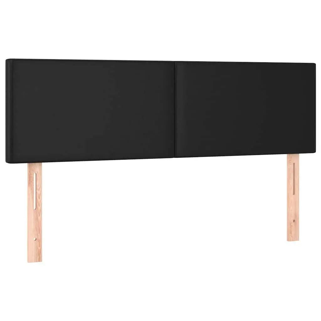 Faux Leather LED Headboard Adjustable Height 144 cm Black with USB Lights