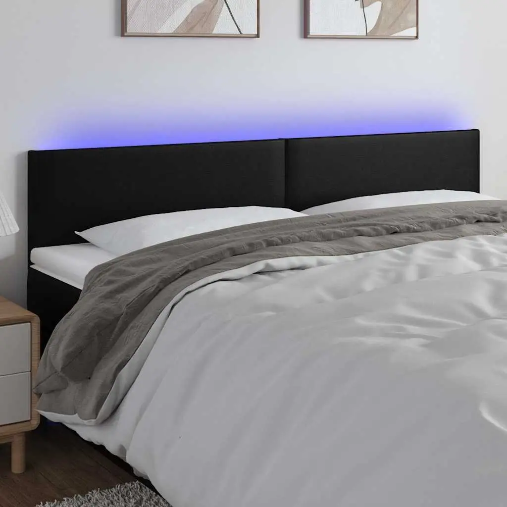 Faux Leather LED Headboard Adjustable Height 200cm Black Modern Bedroom Furniture