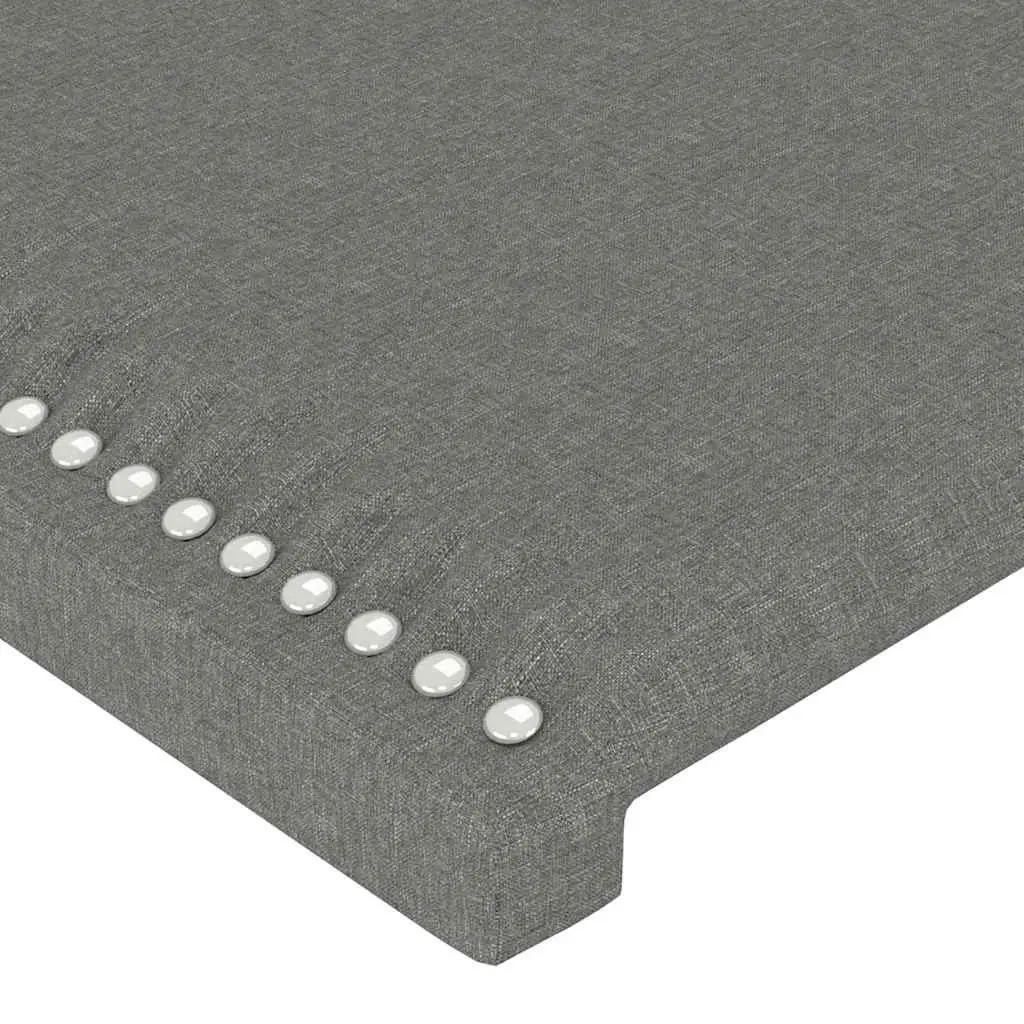Fabric Bed Headboard with Colourful LED Lighting Adjustable Height Dark Grey 144 cm