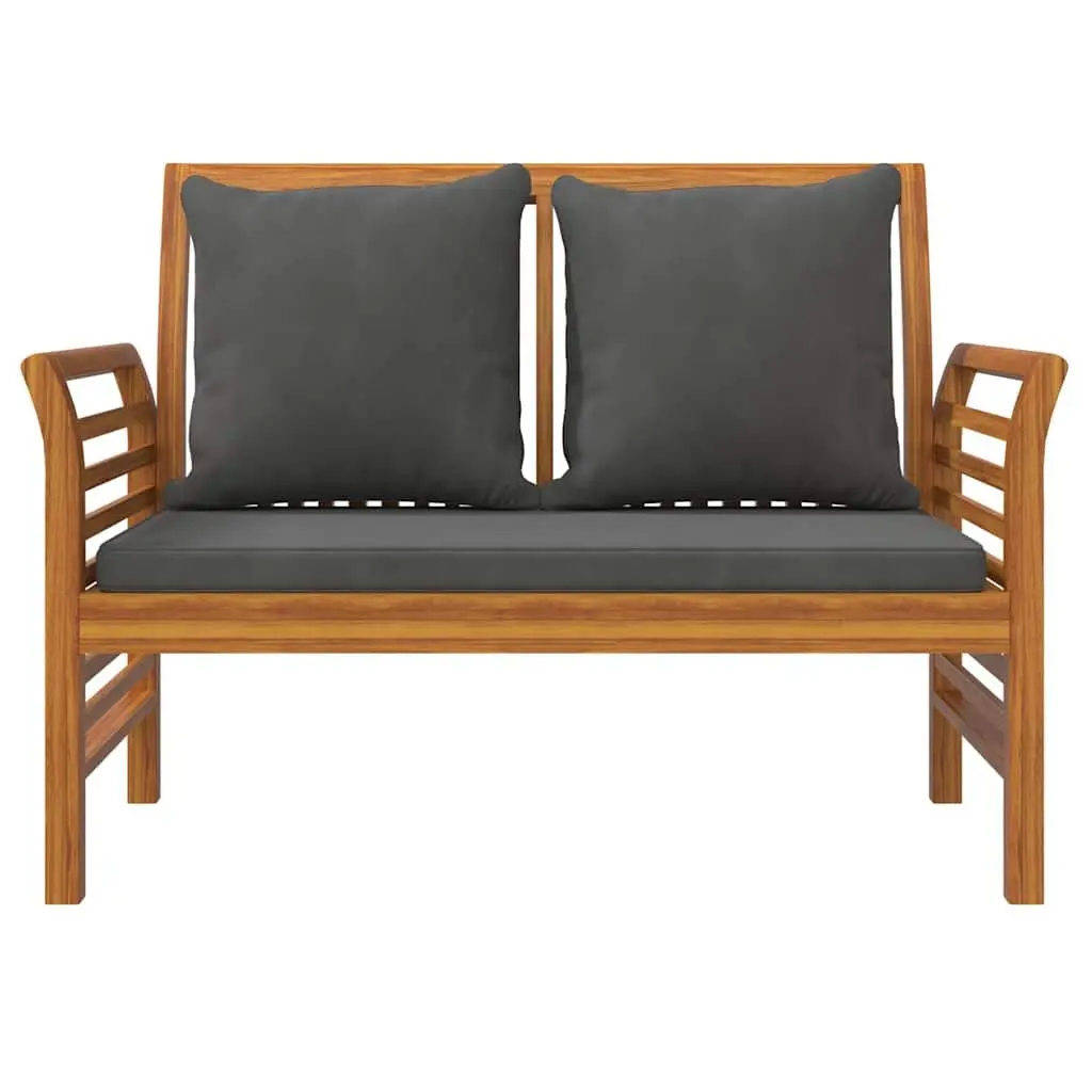 Outdoor Sofa Bench with Dark Grey Cushions Acacia Wood Garden Patio Seat