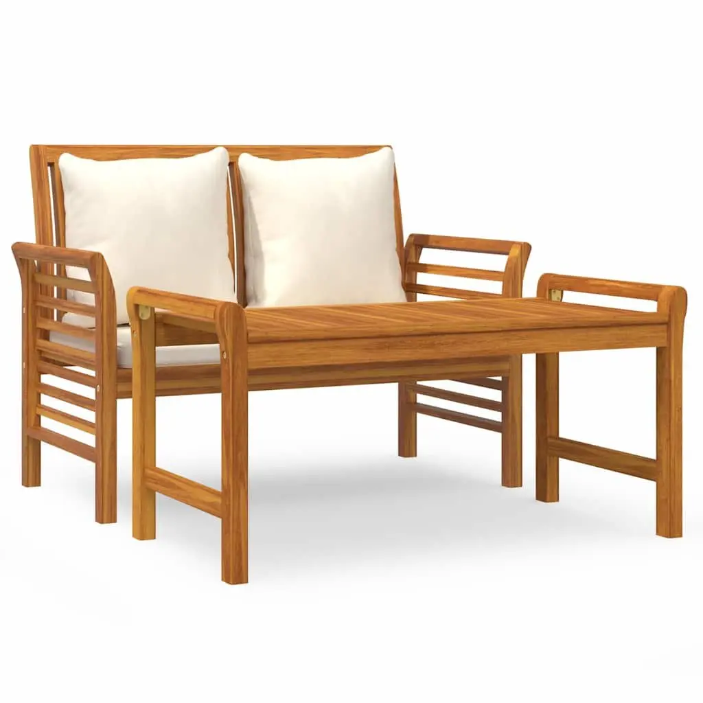Garden Lounge Set Solid Wood 2 Piece Outdoor Furniture with Cushions Brown