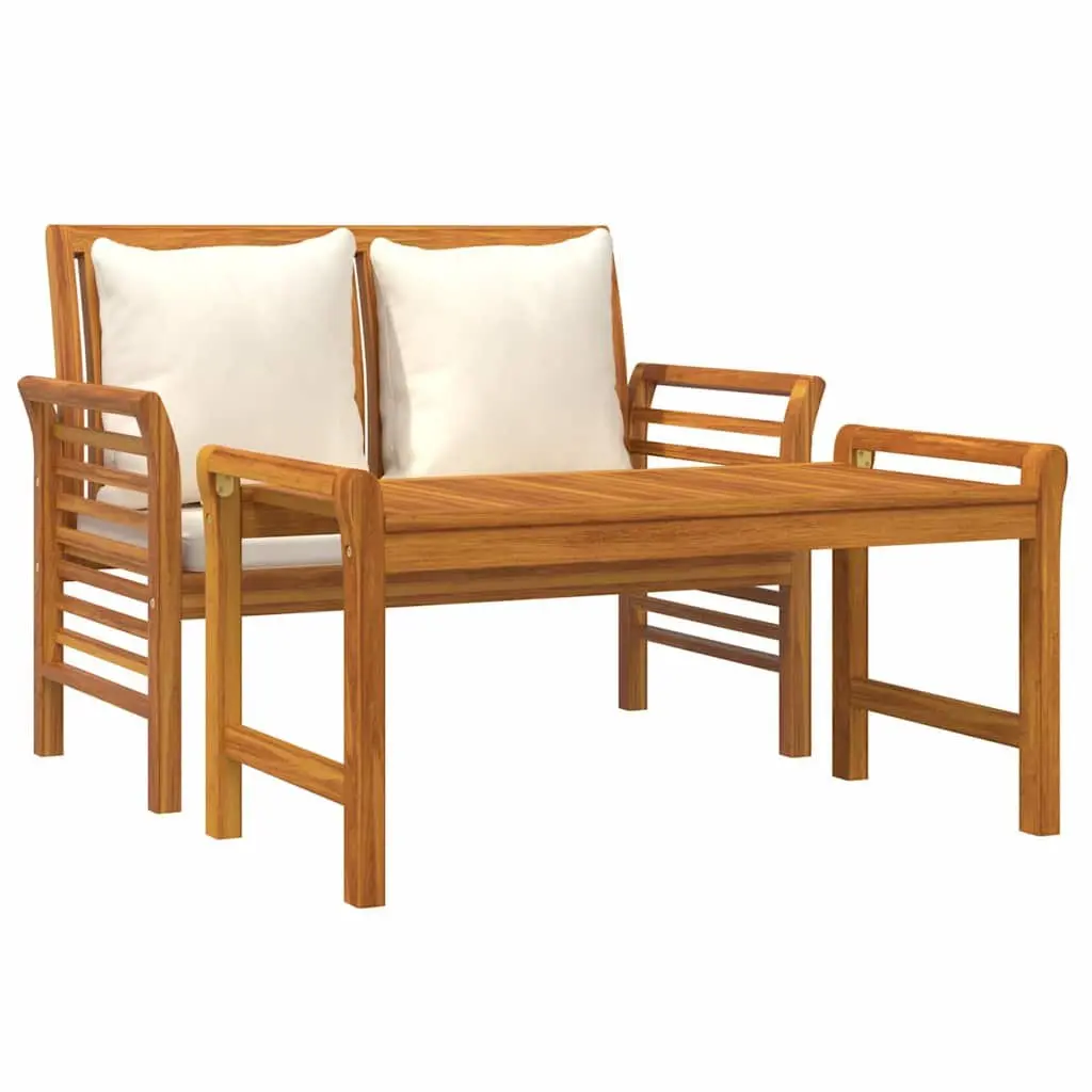 Garden Lounge Set Solid Wood 2 Piece Outdoor Furniture with Cushions Brown