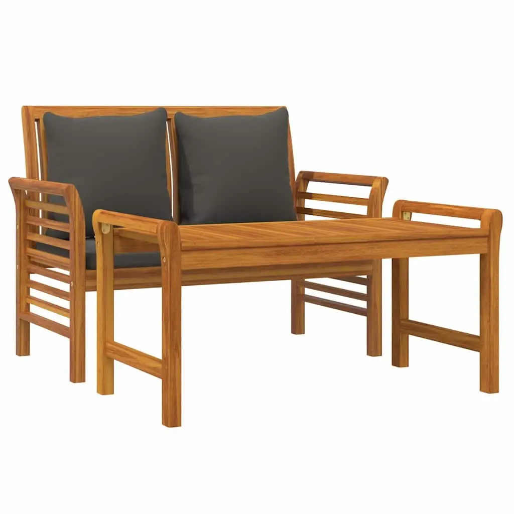 Garden Lounge Set Solid Wood with Cushions 2 Piece Brown