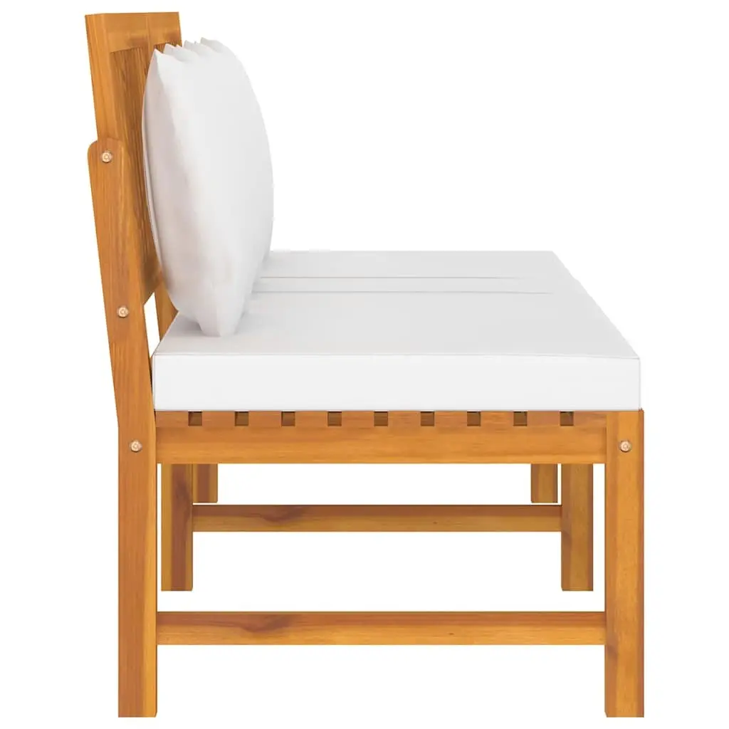 Wooden Day Bed Outdoor Furniture Acacia Sofa Bench with Cream Cushion 200L x 60W x 75H cm