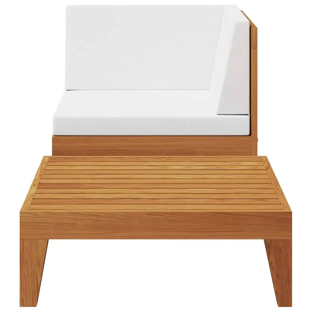 2 Piece Garden Lounge Set with Cushions Outdoor Patio Sofa Acacia Wood Seating