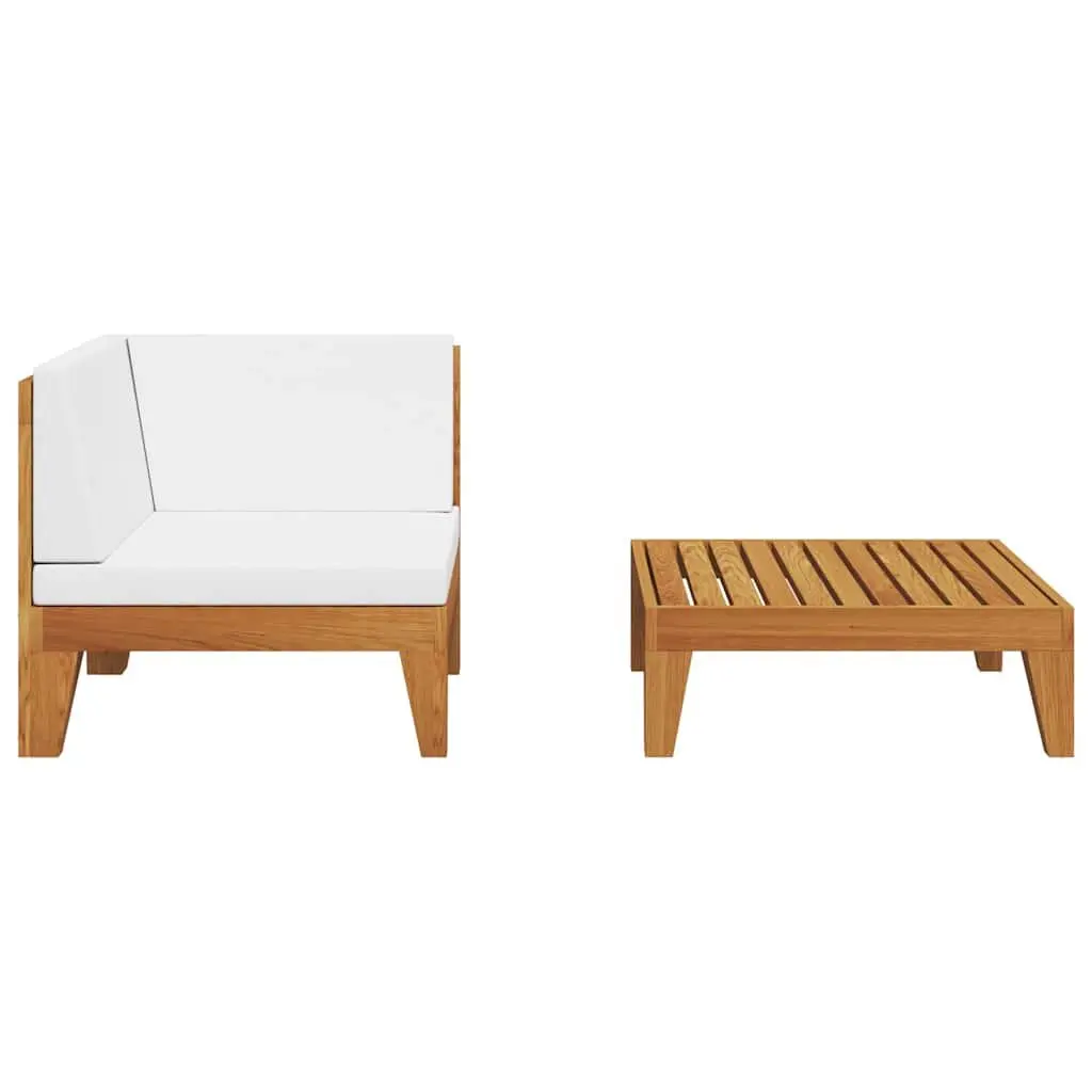 2 Piece Garden Lounge Set with Cushions Outdoor Patio Sofa Acacia Wood Seating
