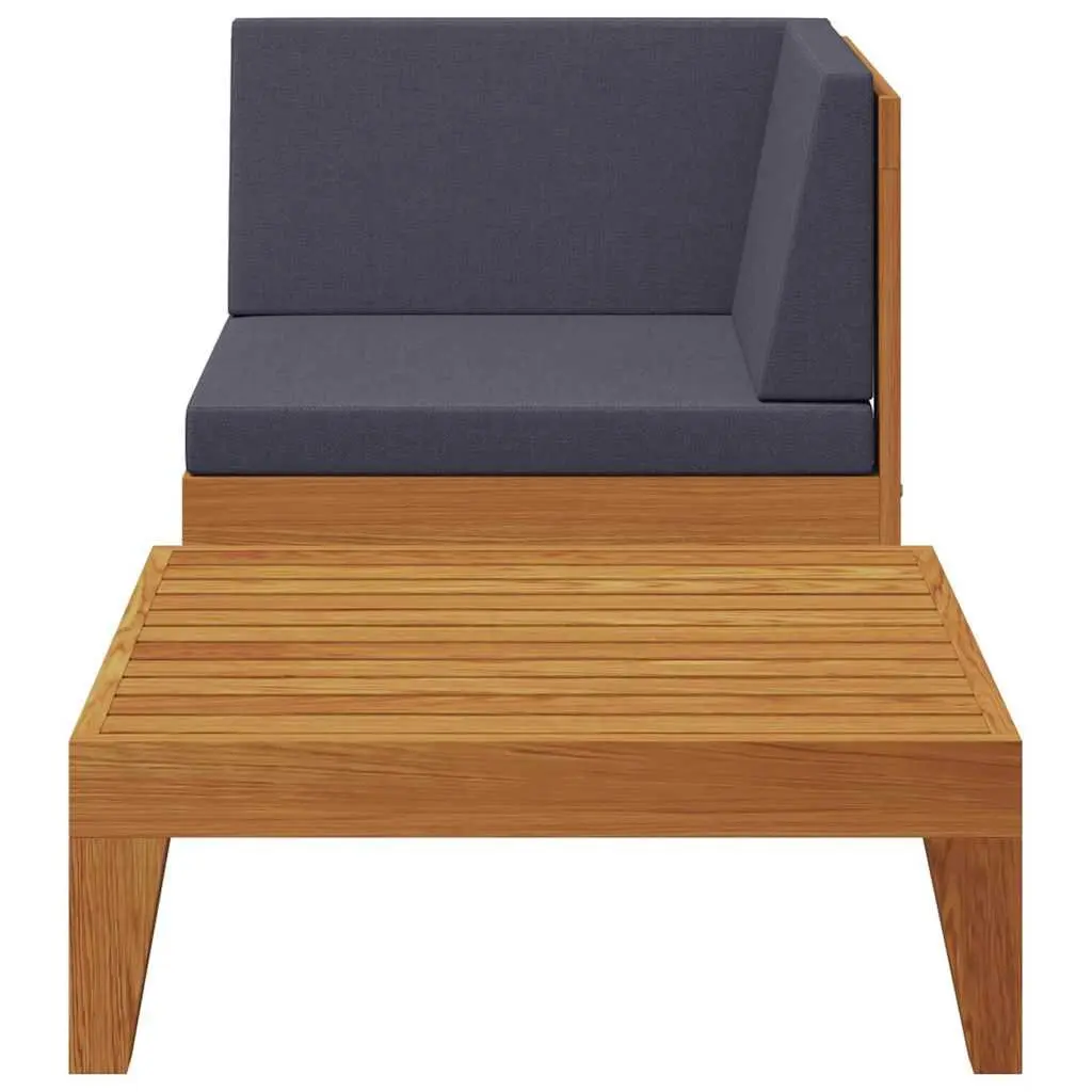 Garden Lounge Set 2 Piece Outdoor Sectional Sofa with Cushions Acacia Wood