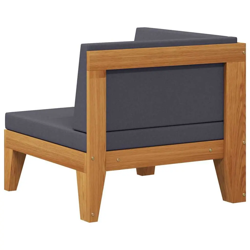 Outdoor Sectional Corner Sofa with Grey Cushions Solid Wood Garden Lounge