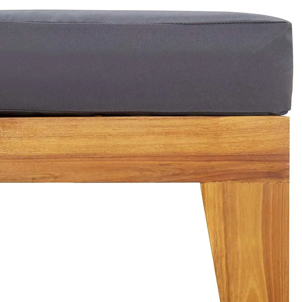 Outdoor Sectional Footrest Ottoman with Grey Cushion Acacia Wood Lounge