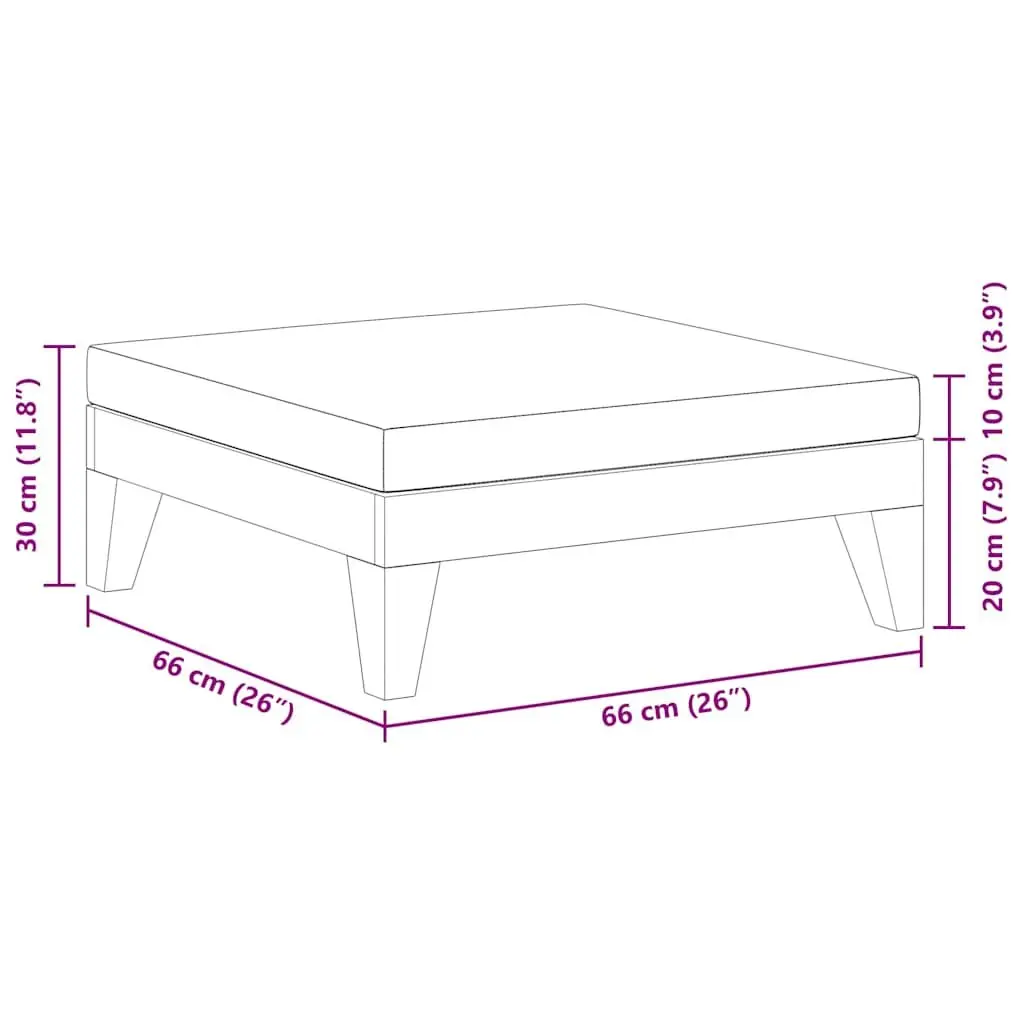 Outdoor Sectional Footrest Ottoman with Grey Cushion Acacia Wood Lounge