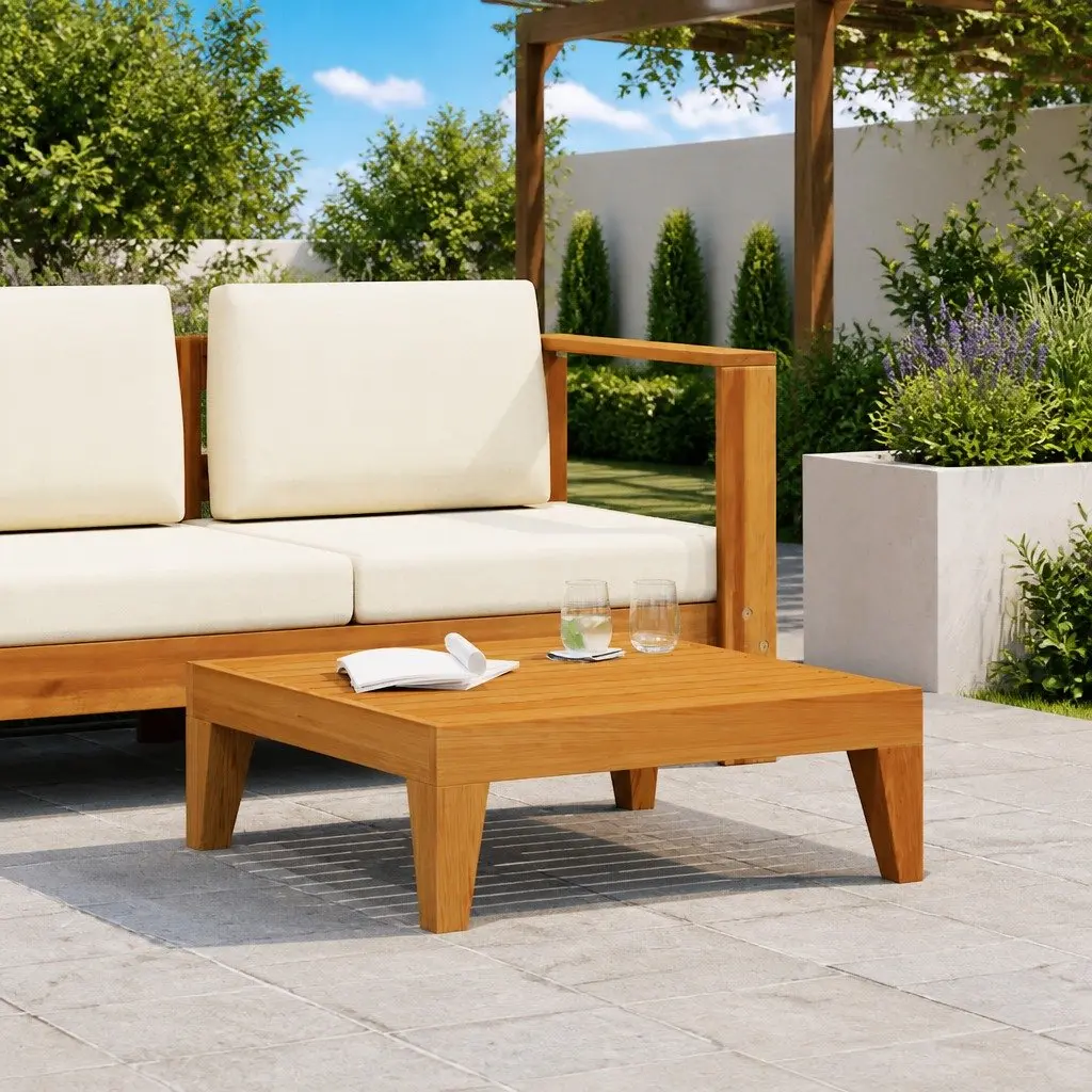 Solid Acacia Wood Garden Table Weather Resistant 68.5x68.5x24cm