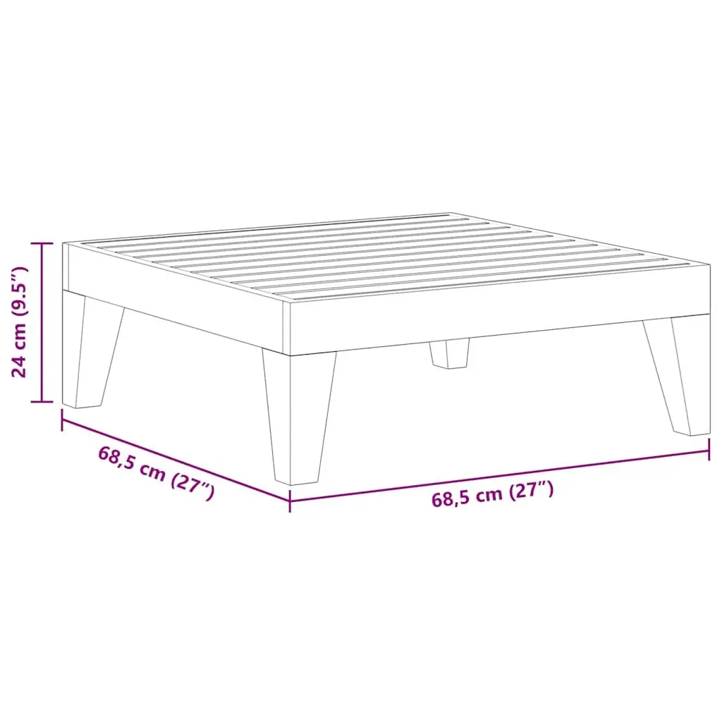 Solid Acacia Wood Garden Table Weather Resistant 68.5x68.5x24cm