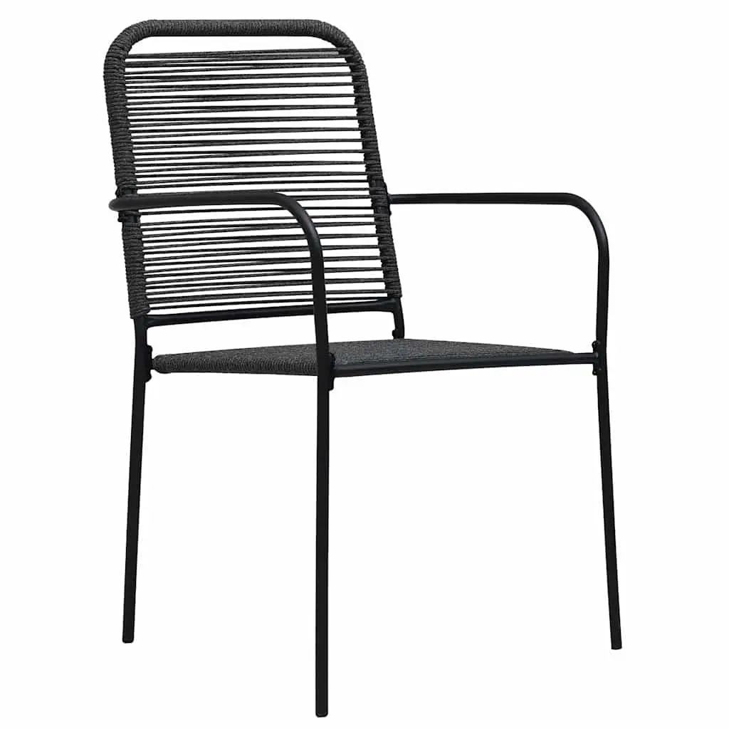 Outdoor Garden Chairs Set of 4 Minimalist Black Cotton Rope Steel Frame