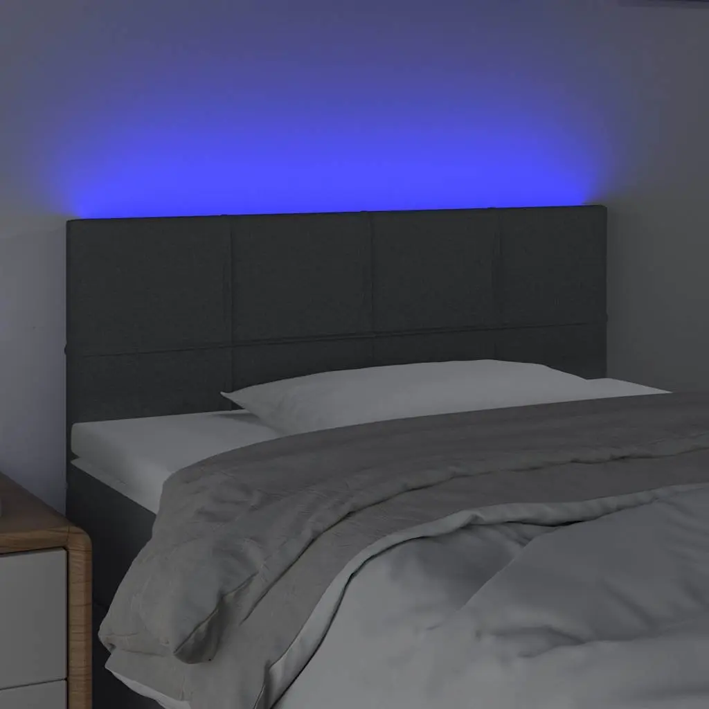 LED Headboard Grey Fabric 100cm Adjustable Height