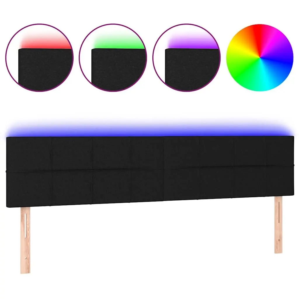 LED Headboard Black Adjustable Height 160cm Fabric Backrest with Lighting