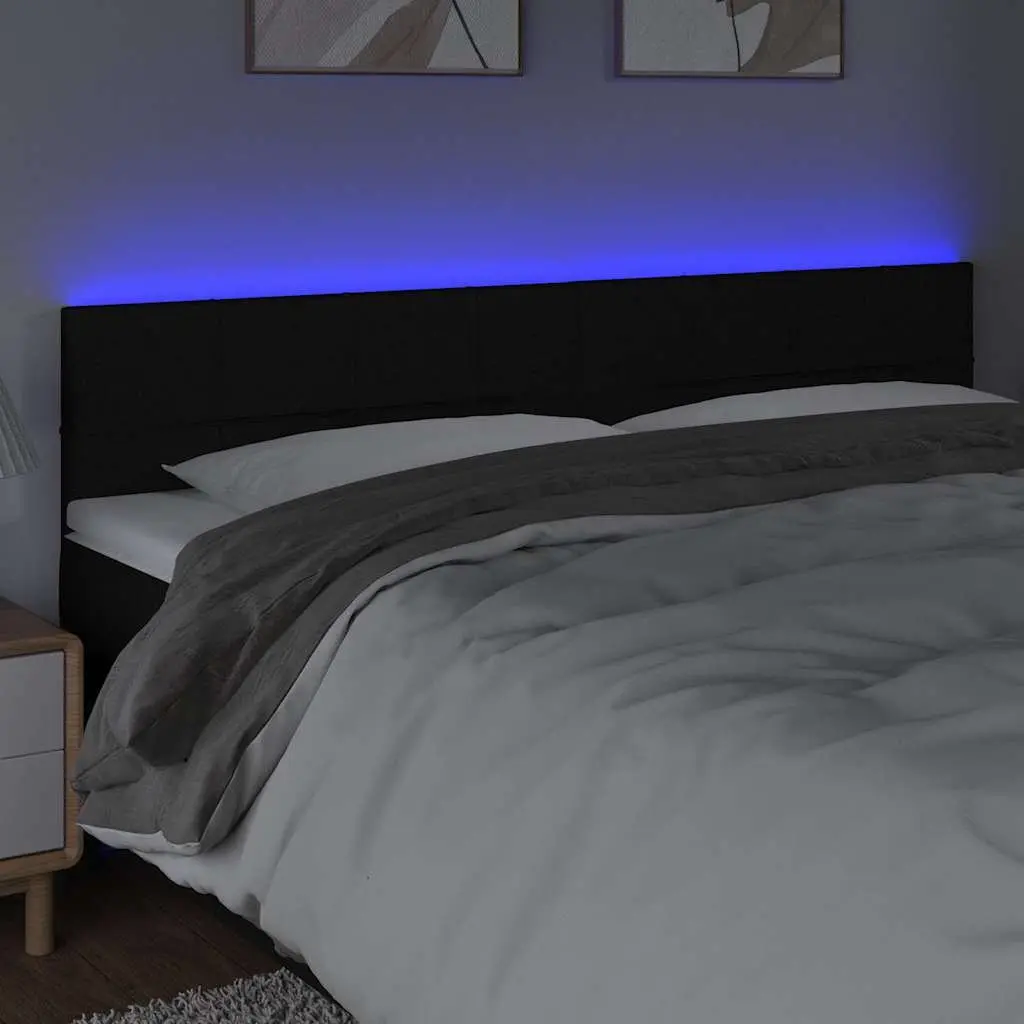 LED Headboard Black Adjustable Height 160cm Fabric Backrest with Lighting