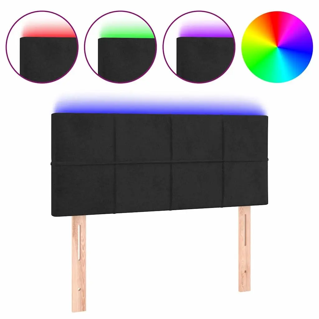 LED Headboard 100cm Black Velvet Bed Backrest Adjustable Colorful Lights