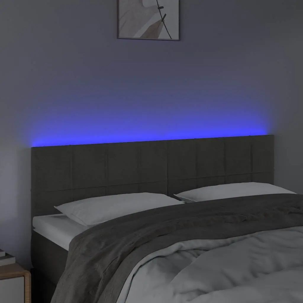 LED Headboard Dark Grey 144cm Velvet Bed Back Support Modern