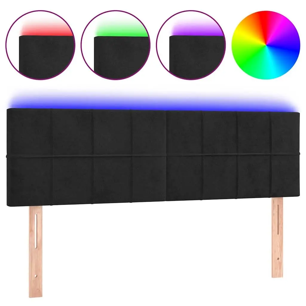 LED Headboard Black Velvet 144cm Modern Bedroom Furniture