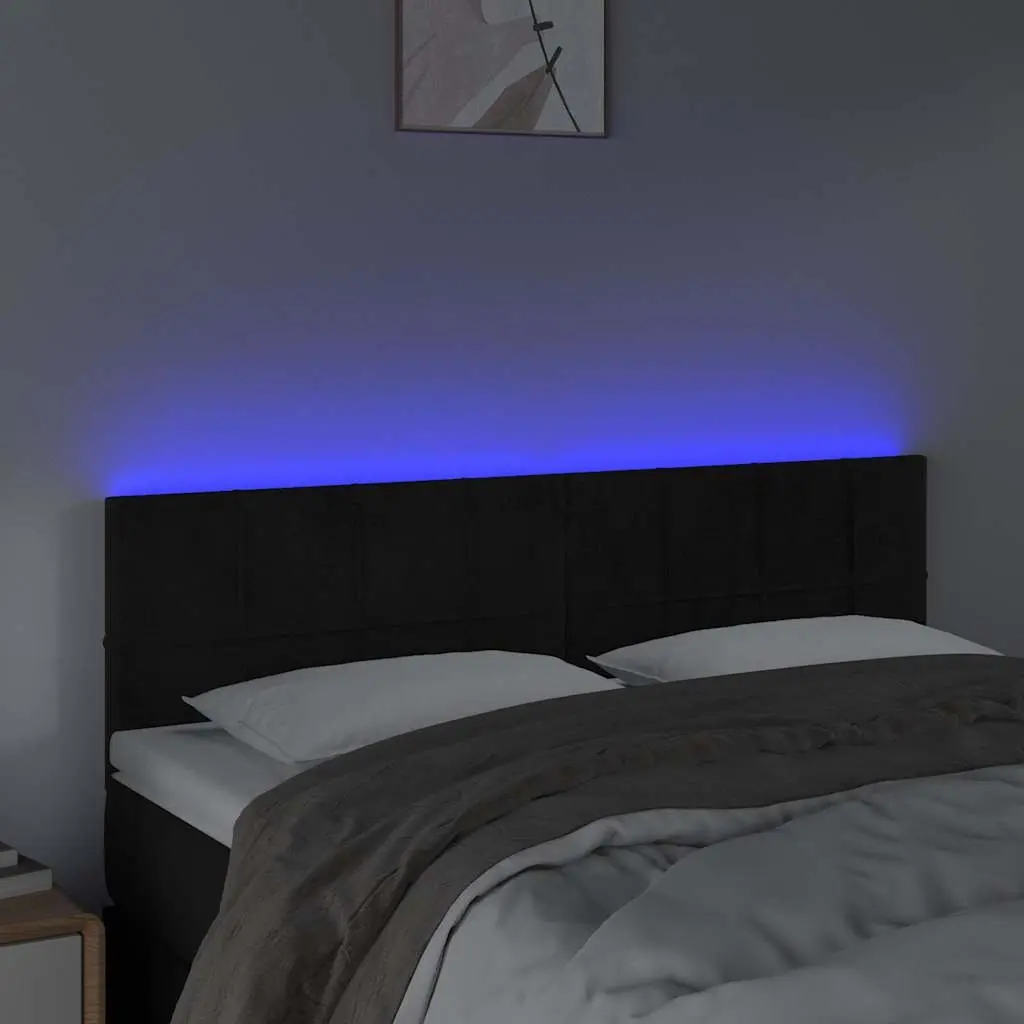 LED Headboard Black Velvet 144cm Modern Bedroom Furniture