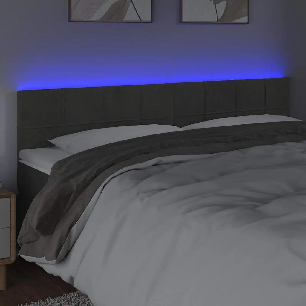 LED Headboard Grey Velvet 200cm with Adjustable Colourful LED Lights