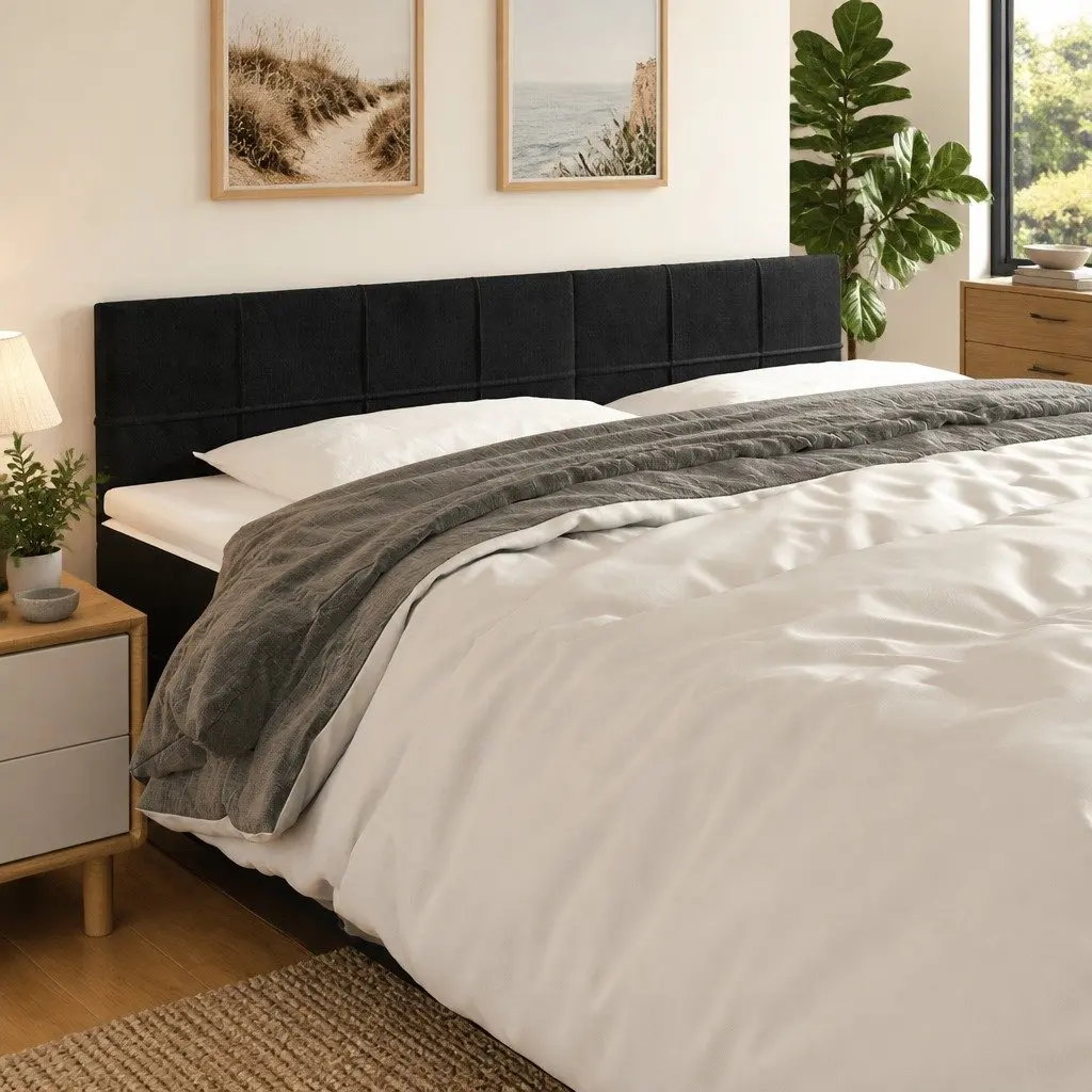 LED Headboard Black Velvet Upholstered 200cm Modern Bedroom Decor