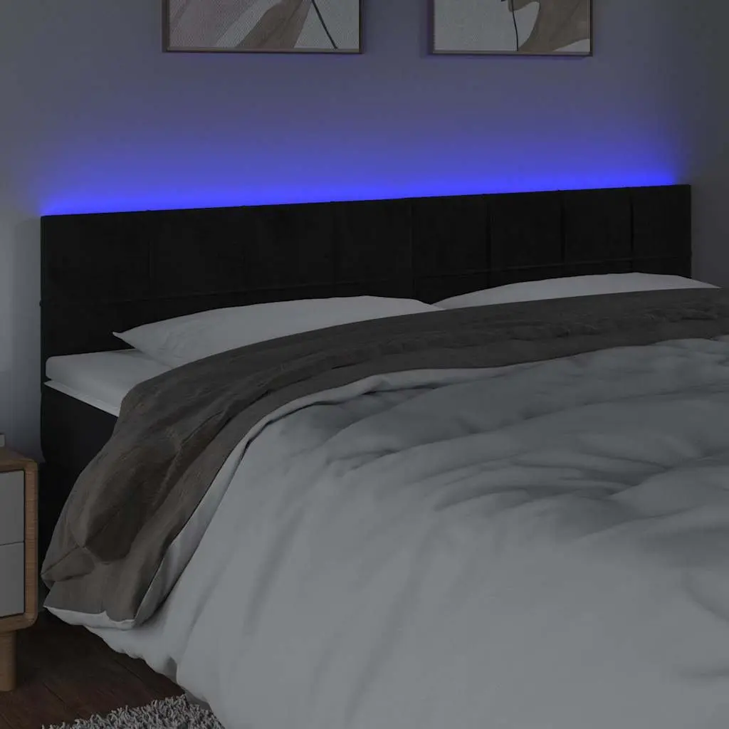 LED Headboard Black Velvet Upholstered 200cm Modern Bedroom Decor