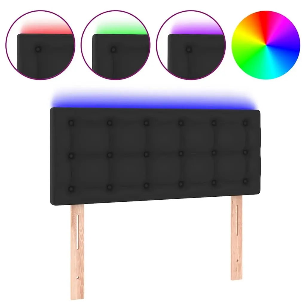 LED Headboard 100cm Black Faux Leather Modern Bedroom Wall Mount Adjustable