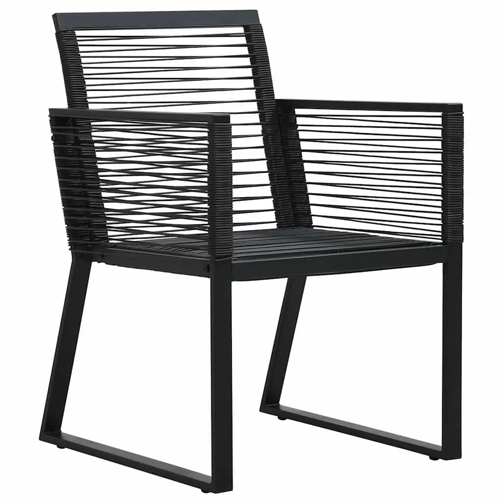Outdoor Chairs 4 pcs Black Rope Rattan Garden Seating Set Lightweight Durable