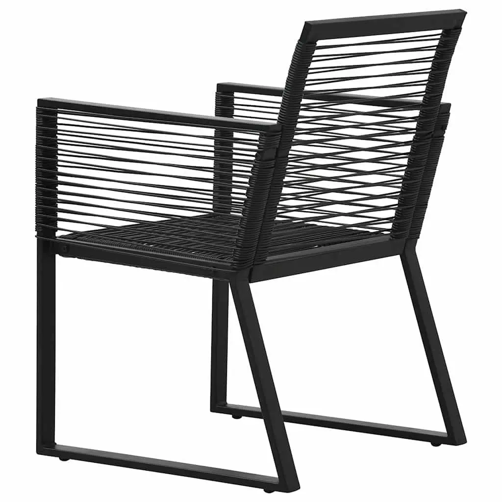 Outdoor Chairs 4 pcs Black Rope Rattan Garden Seating Set Lightweight Durable