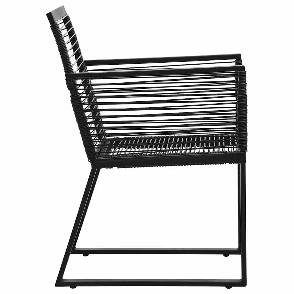 Outdoor Chairs 4 pcs Black Rope Rattan Garden Seating Set Lightweight Durable