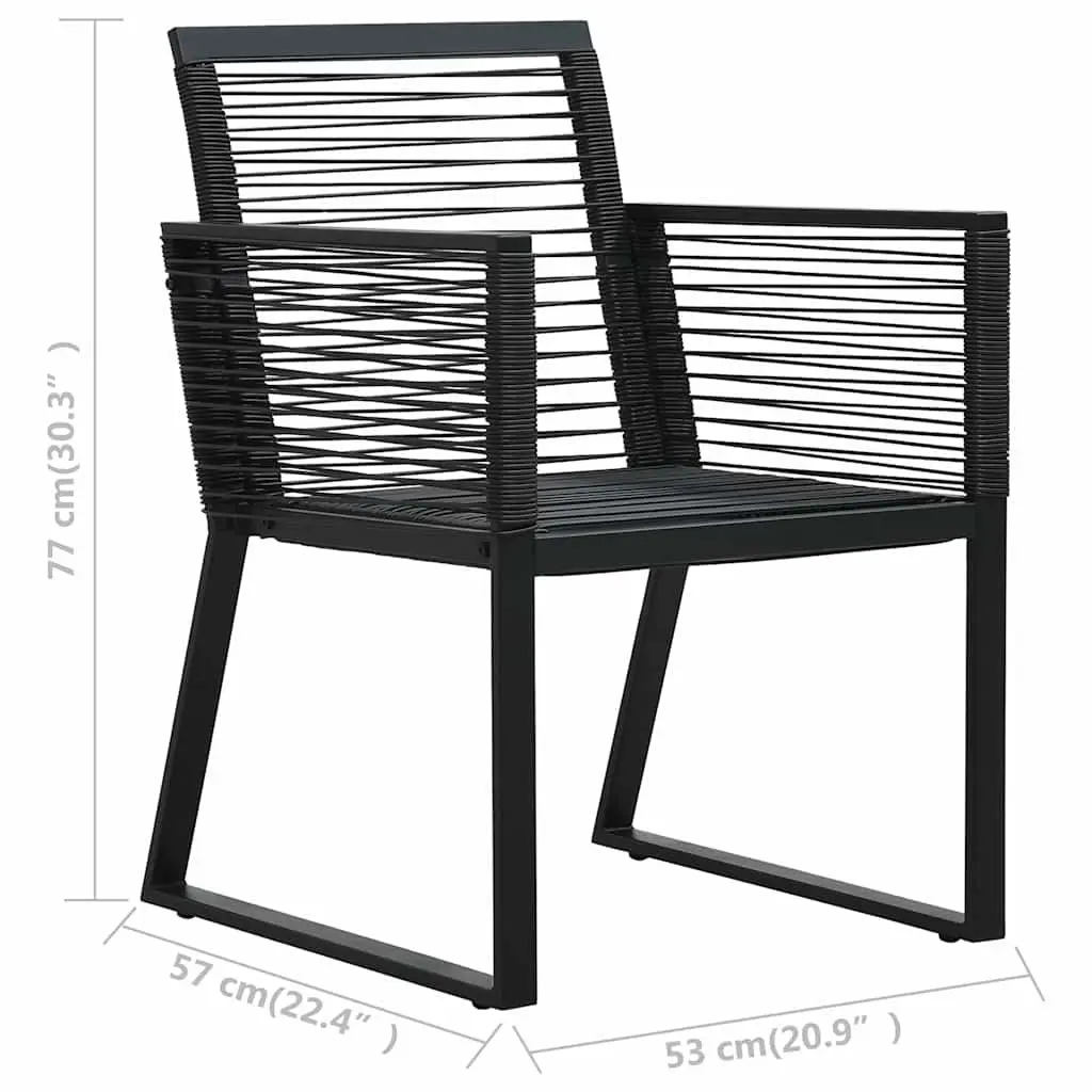 Outdoor Chairs 4 pcs Black Rope Rattan Garden Seating Set Lightweight Durable