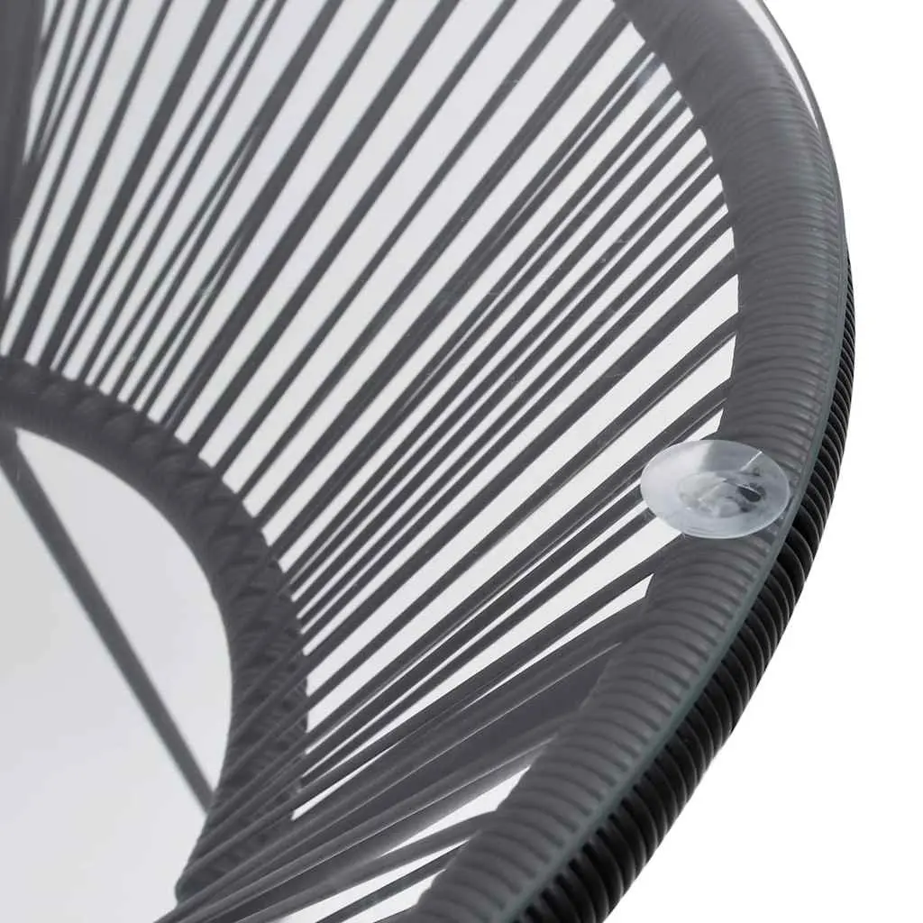 Garden Dining Table Round Black Rattan Glass Top 70 cm