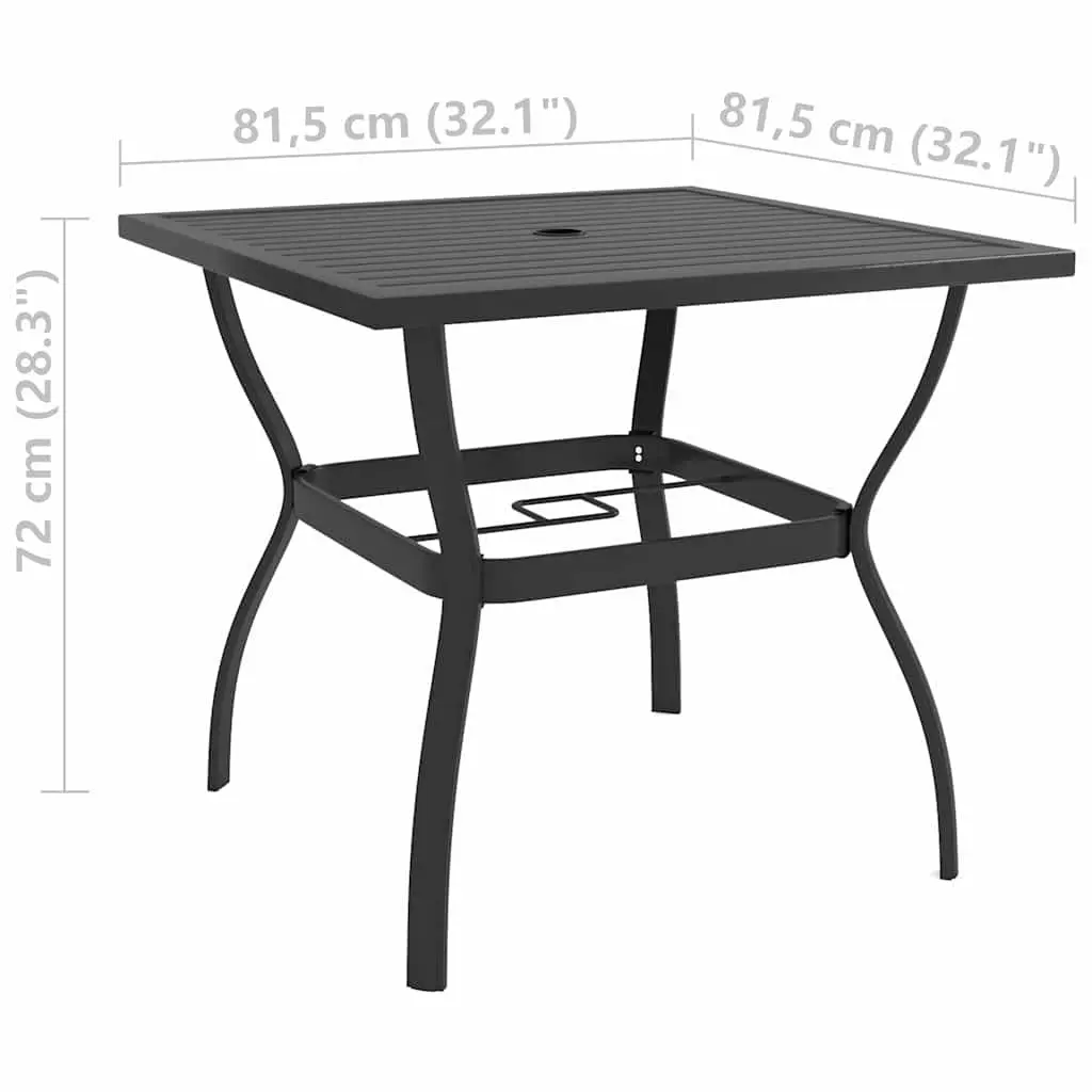 Garden Table Anthracite Outdoor Furniture Slatted Steel Patio Dining 81.5cm