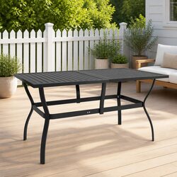 Garden Table Anthracite Outdoor Furniture Steel Slatted Design 140x80x72cm