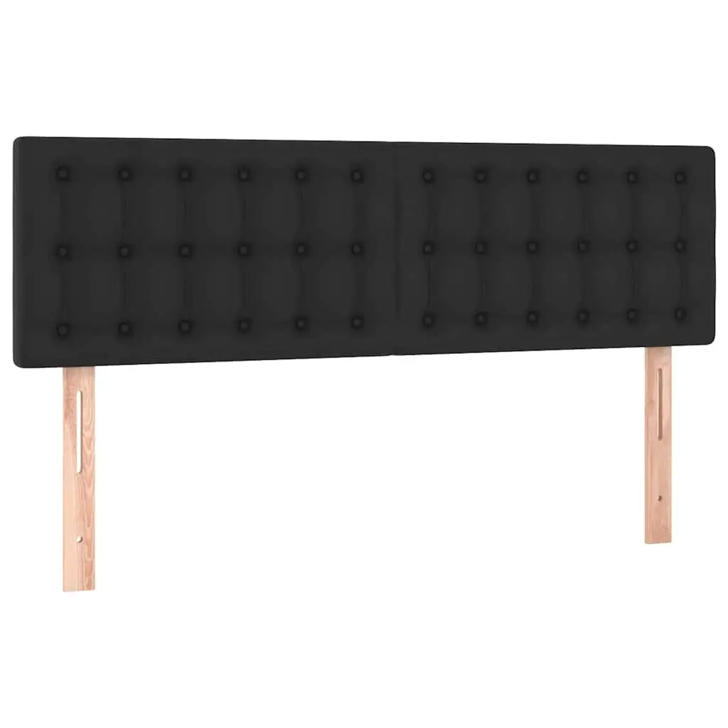 LED Headboard Black Faux Leather Adjustable Height Bed Back Support Modern