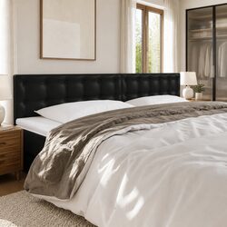 LED Headboard Black 160cm Faux Leather Bed Back Support Modern Bedroom Decor