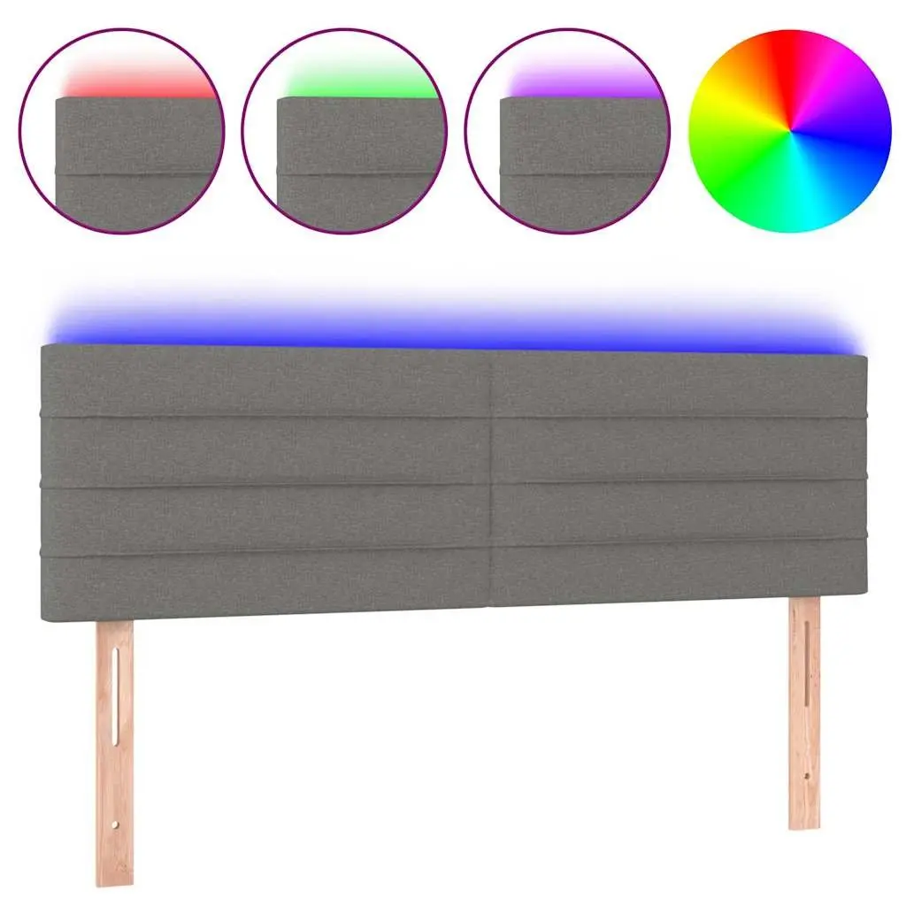 LED Headboard Adjustable Height 144cm Dark Grey Fabric with Ambient Colourful Lighting