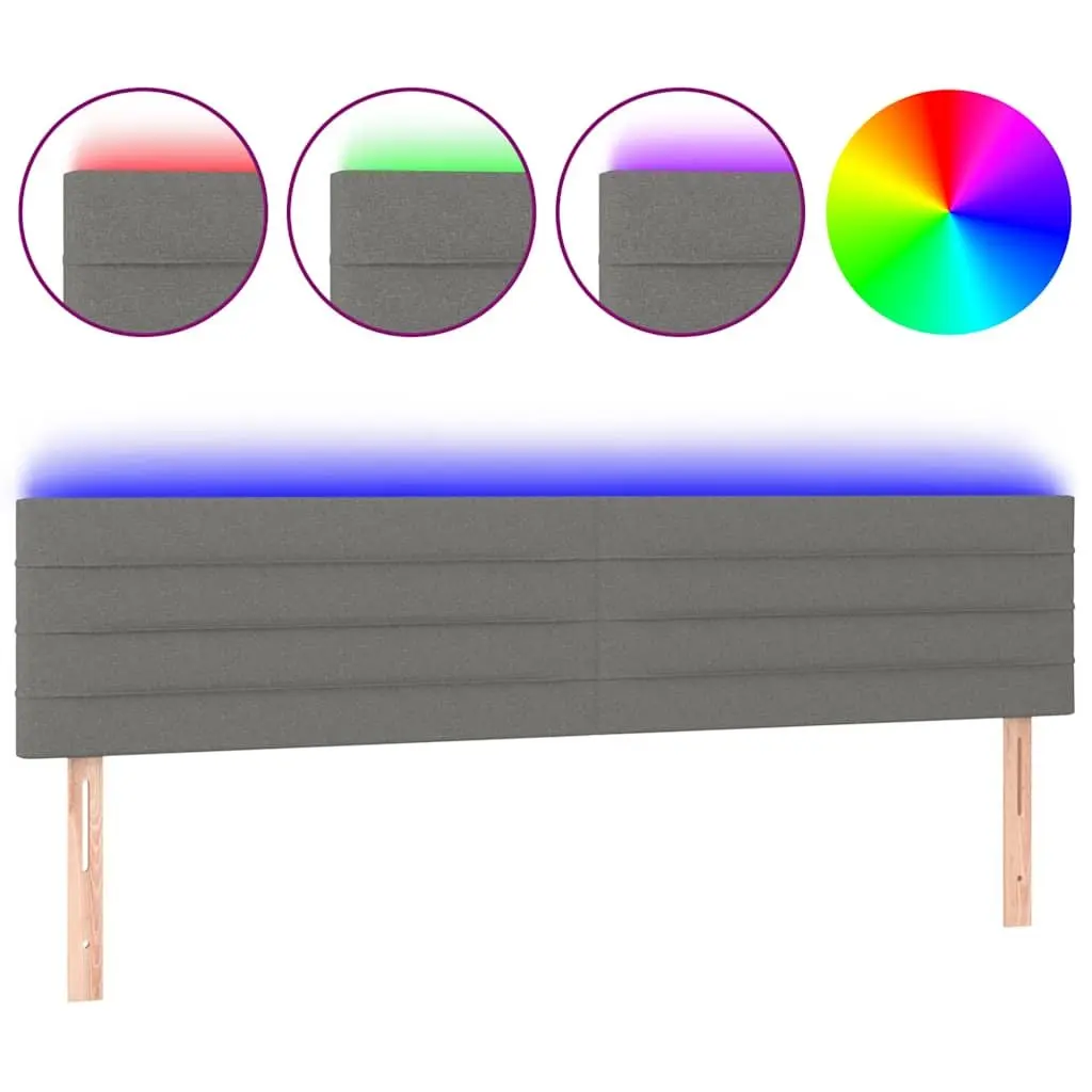 LED Headboard 200cm Dark Grey Fabric Bedroom Wall Mount Upholstered Backrest