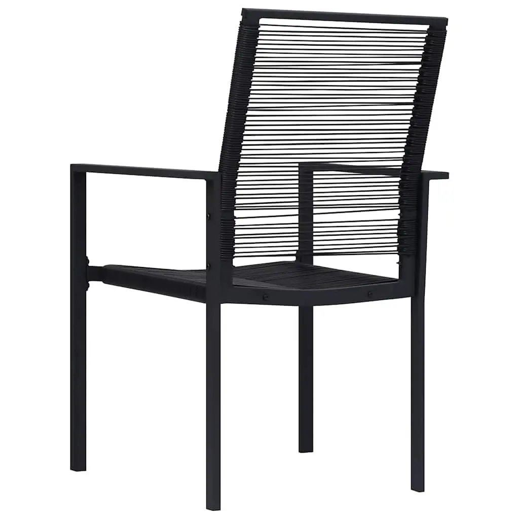 Outdoor Garden Chairs Black Rattan 2 pcs Set Patio Seating Backrest Stable